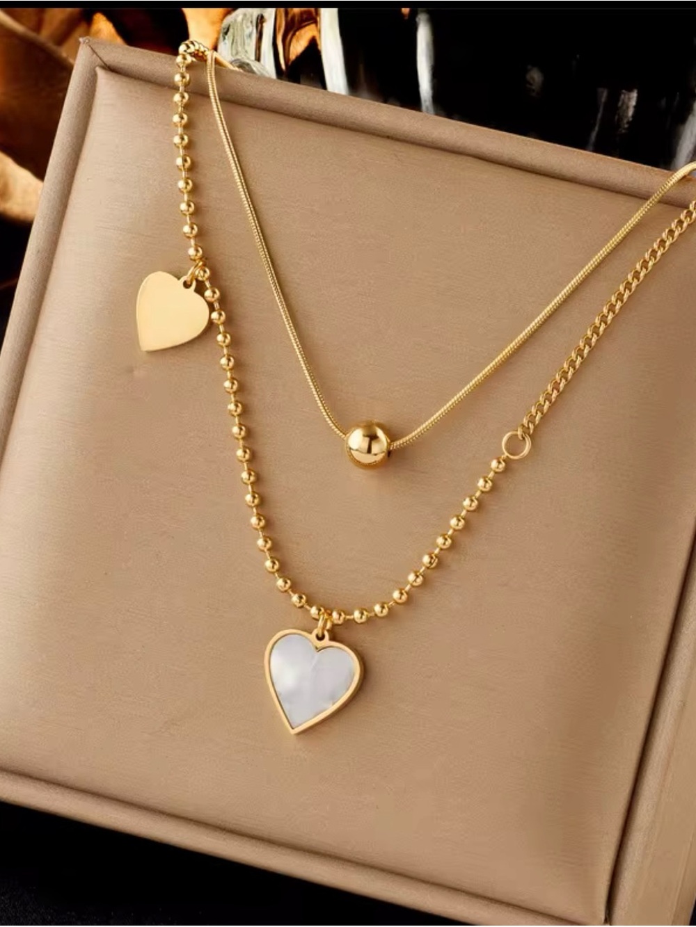Gold Heart Layered Necklace - Elegant Women’s Jewelry